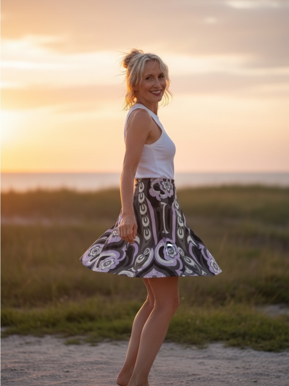 Emilio Pucci Lavender and Black Printed Circle Skirt